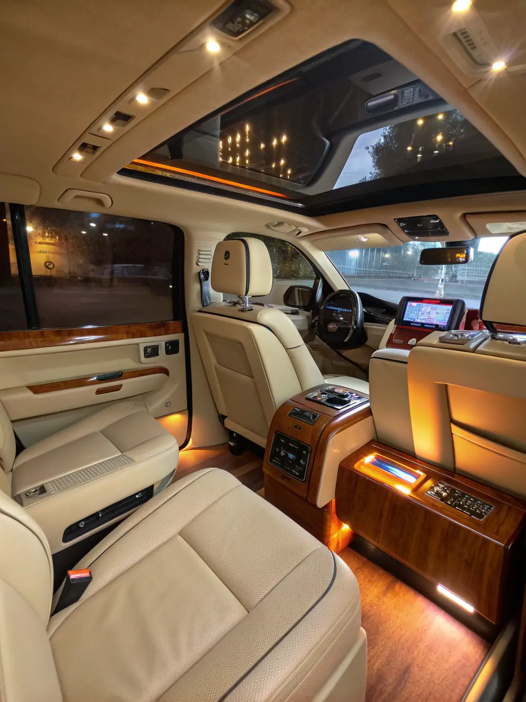 A modern filter panel with icons for fuel type, transmission, and body style, set against a backdrop of a high-end car interior.